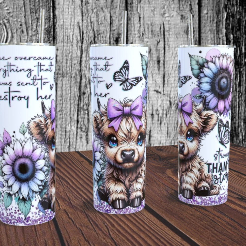 Highland Cow Skinny Tumbler